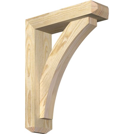 Ekena Millwork Thorton Craftsman Rough Sawn Bracket w/ Offset Brace, Douglas Fir, 4"W x 14"D x 18"H BKT0402X14X18THR04RDF